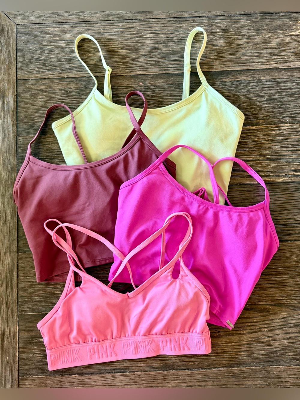 PINK Active by VS 4 Sports Bra Bundle Women's XS Lime Green Pink Rose Strappy